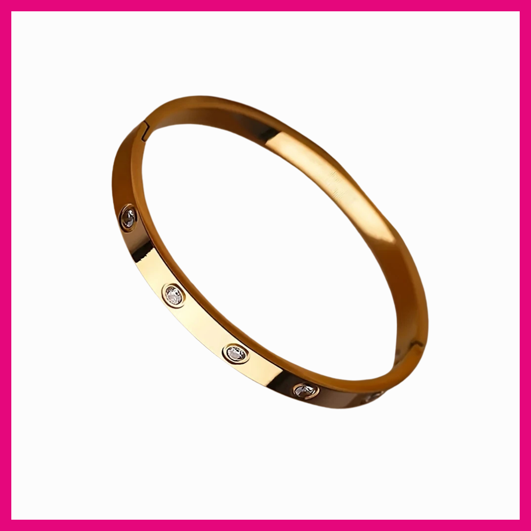 Gold bracelet on white backround