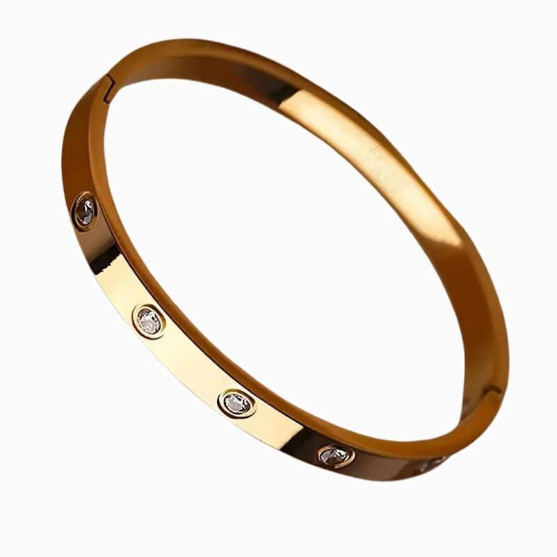 Gold bracelet on white backround