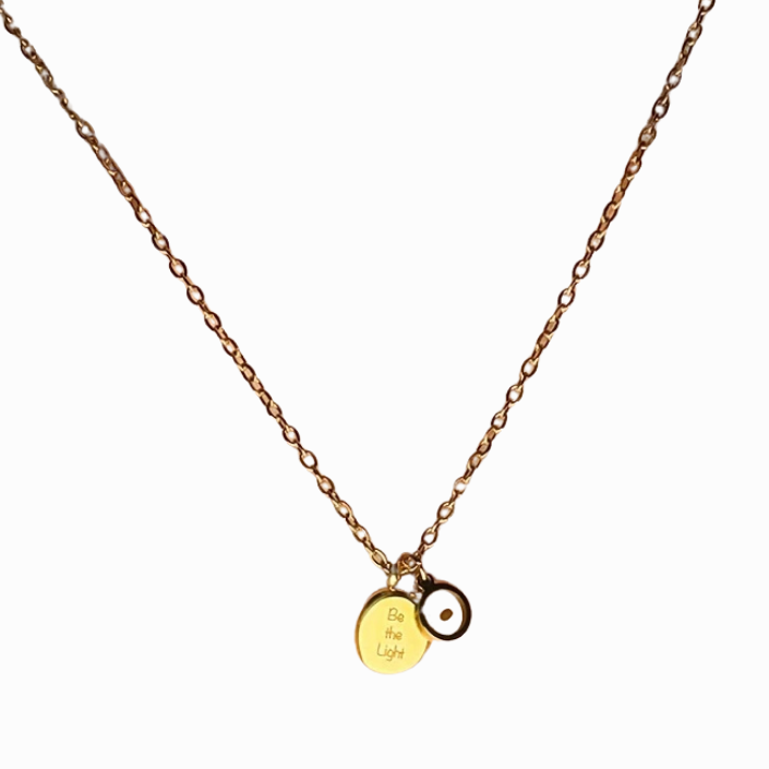 Necklace with round pendants on a white background
