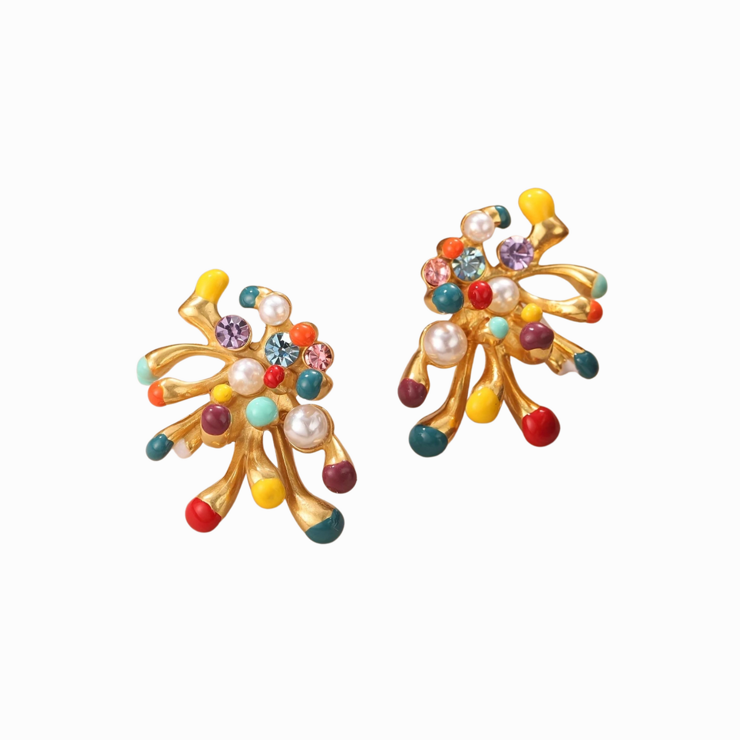 Multicolour statement earrings, artistic design