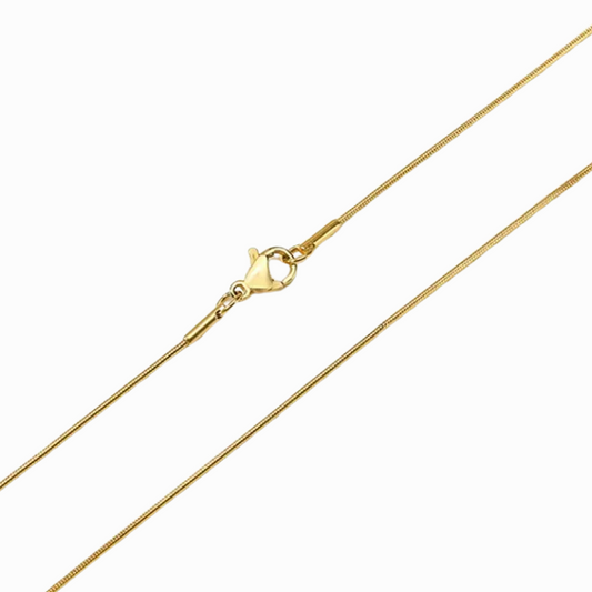 Gold chain necklace on a white background