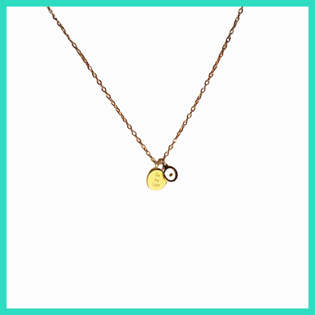 Necklace with round pendants on a white background