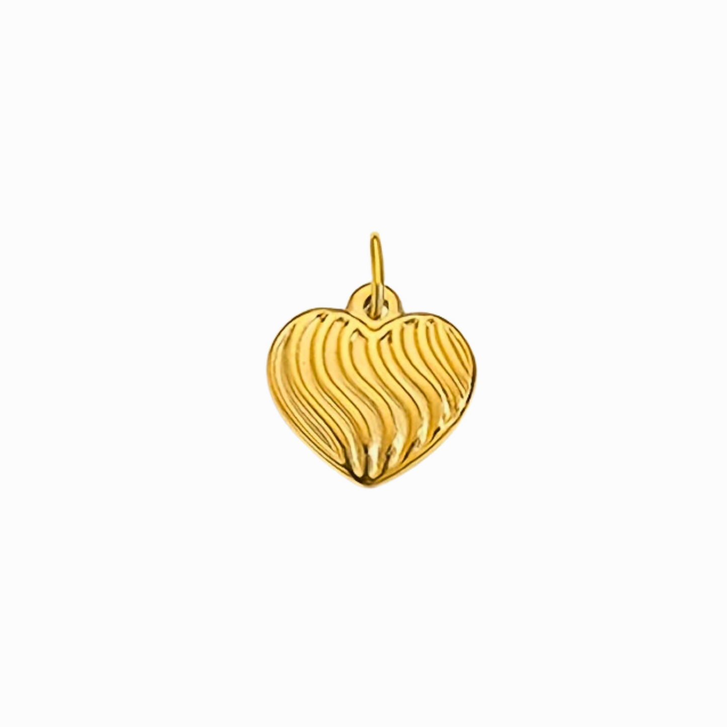Gold heart-shaped pendant on a white background
