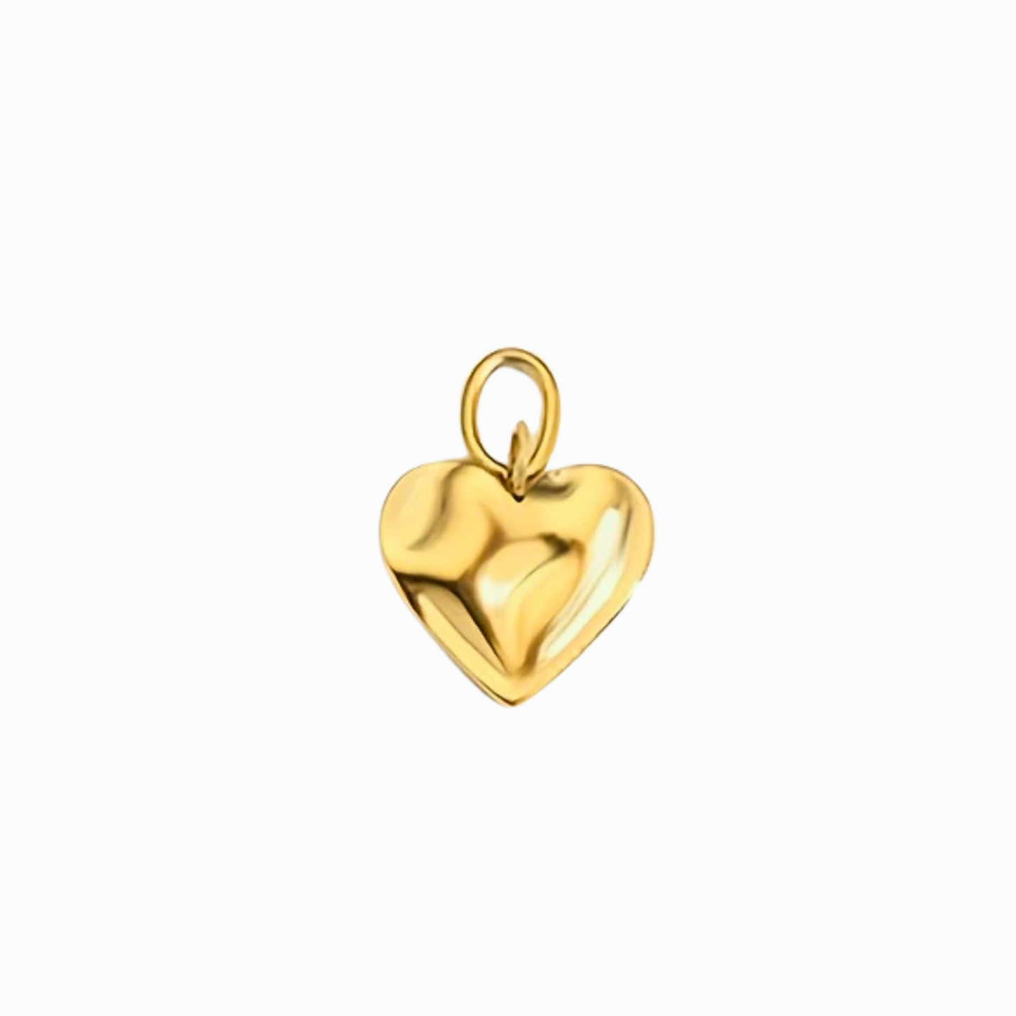 Gold heart-shaped pendant on a white background