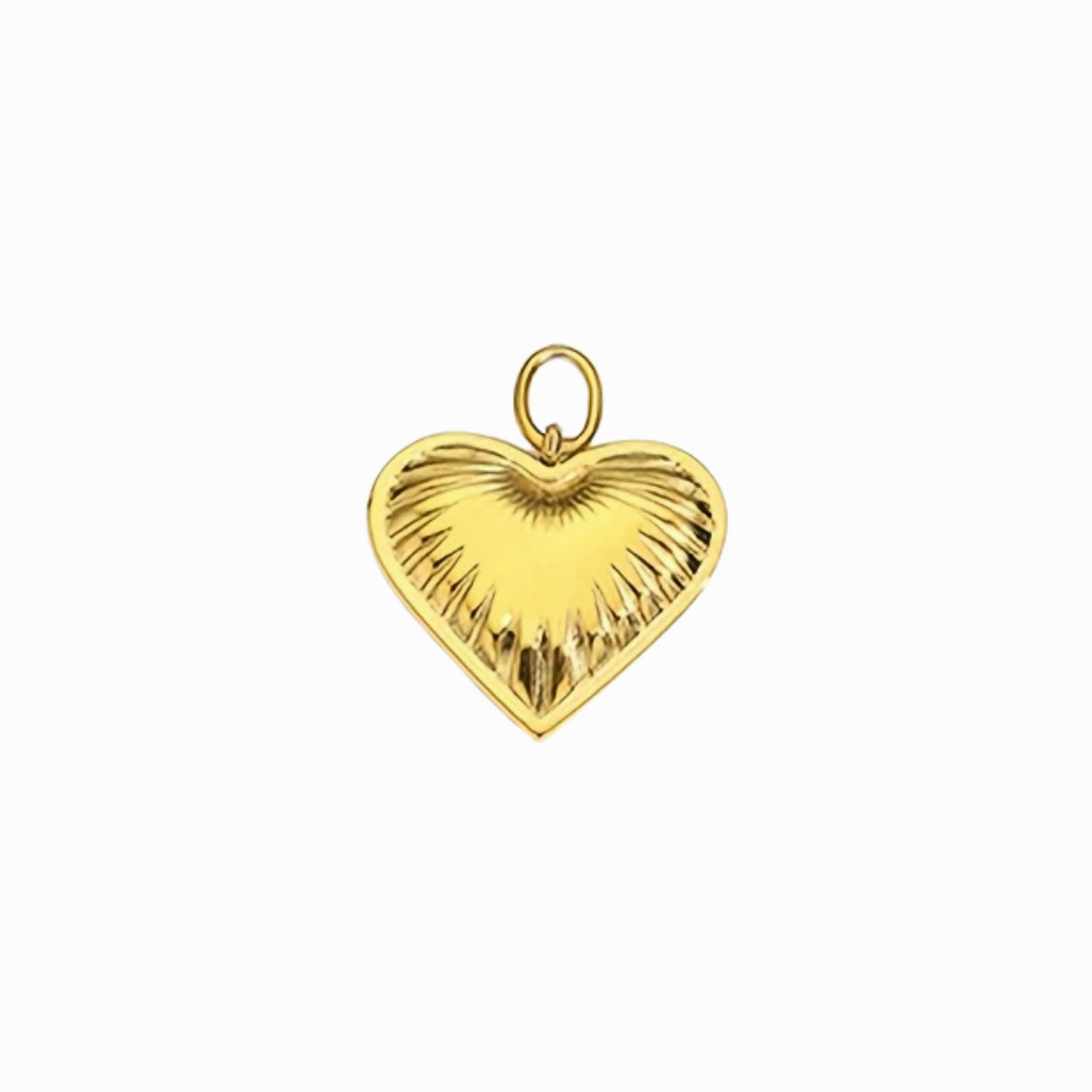 Gold heart-shaped pendant on a white background