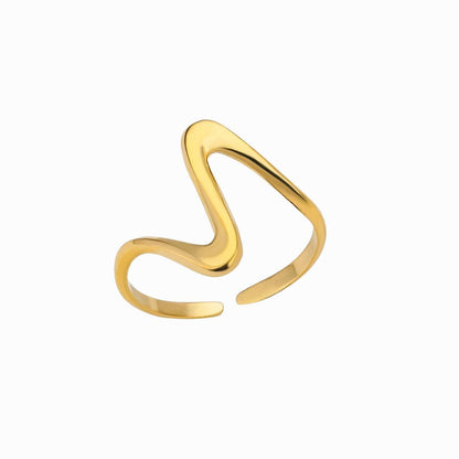Gold open ring on a white background