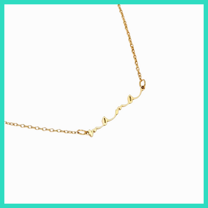 Gold necklace on a white background