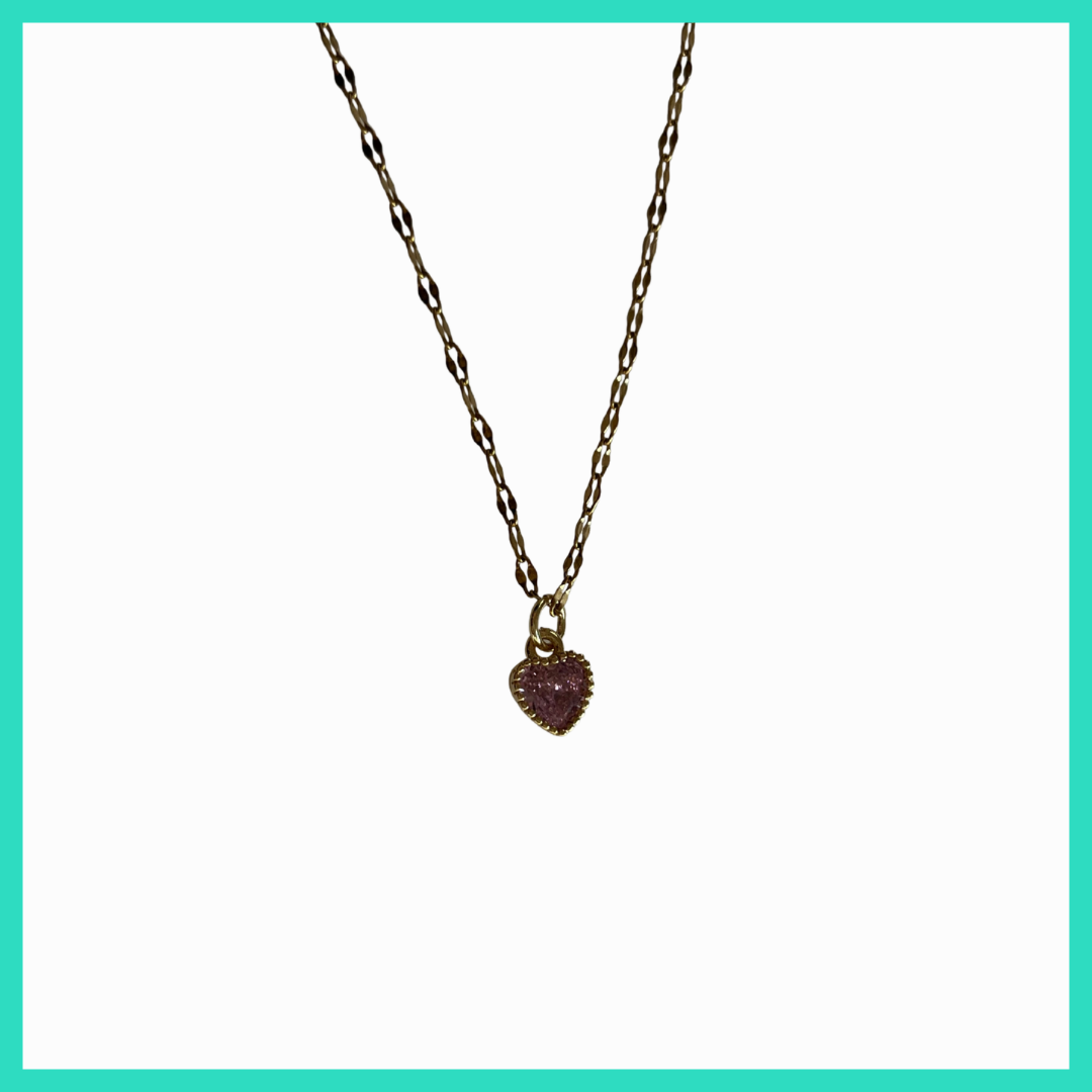Necklace with a heart-shaped pendant on a white background
