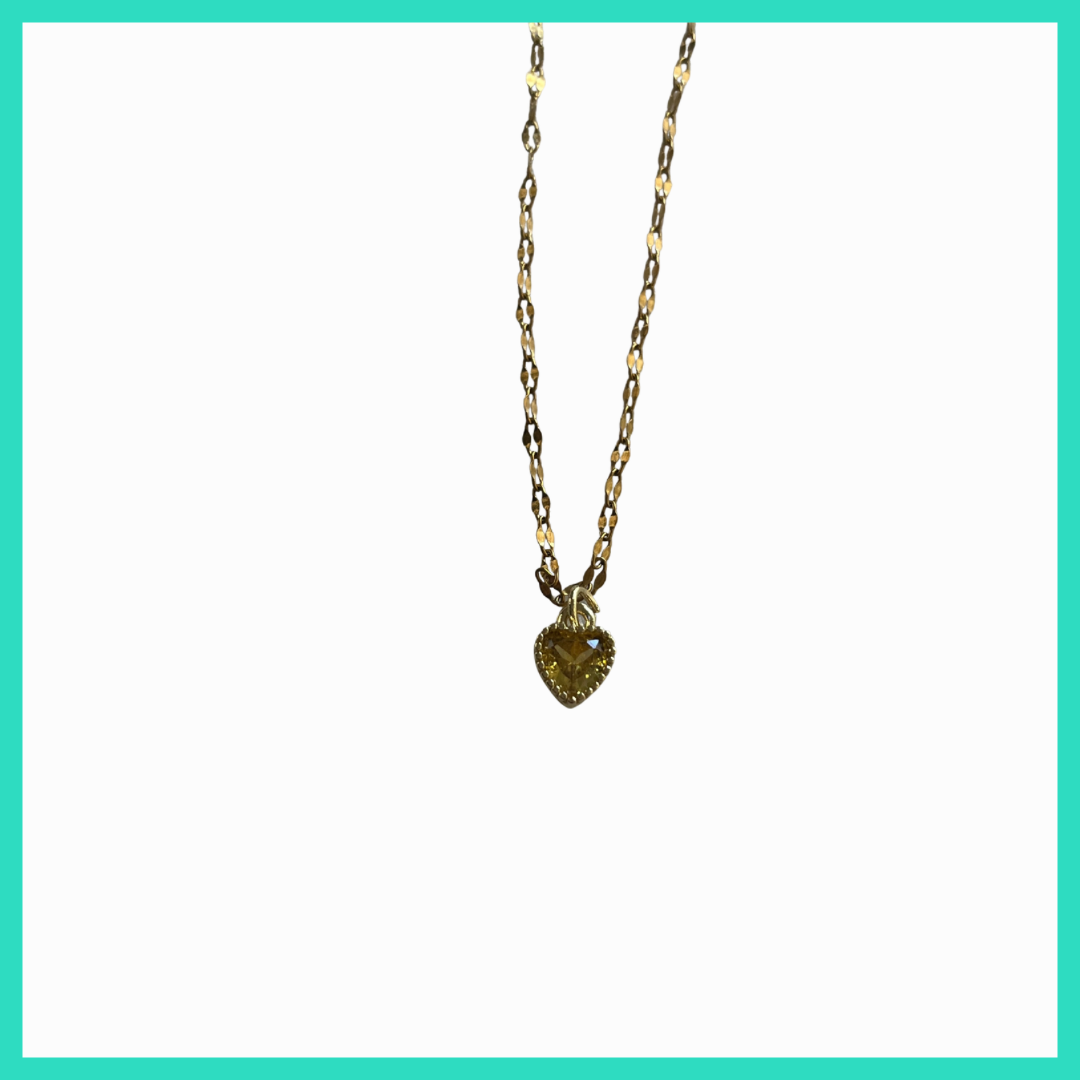 Necklace with a heart-shaped pendant on a white background