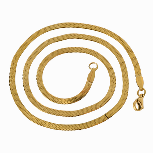 Gold chain with clasp on a white background