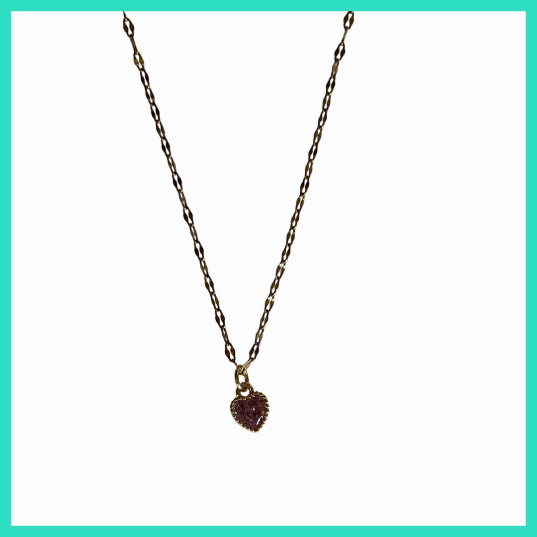 Necklace with a heart-shaped pendant on a white background