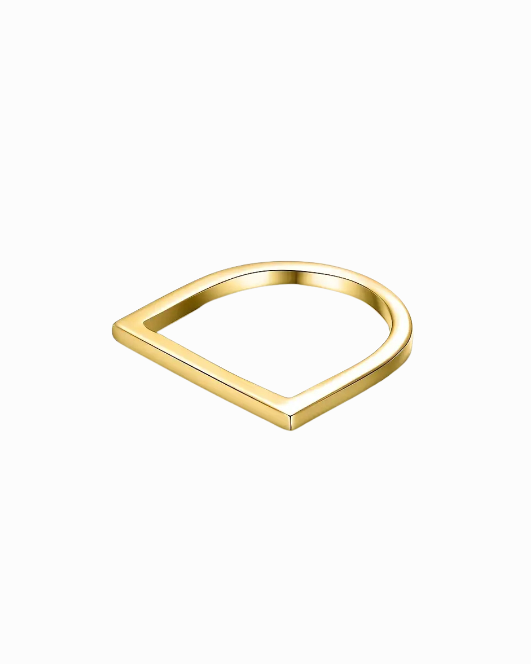 Gold ring with a unique geometric design on a white background
