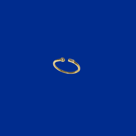 Gold ring on blue background.
