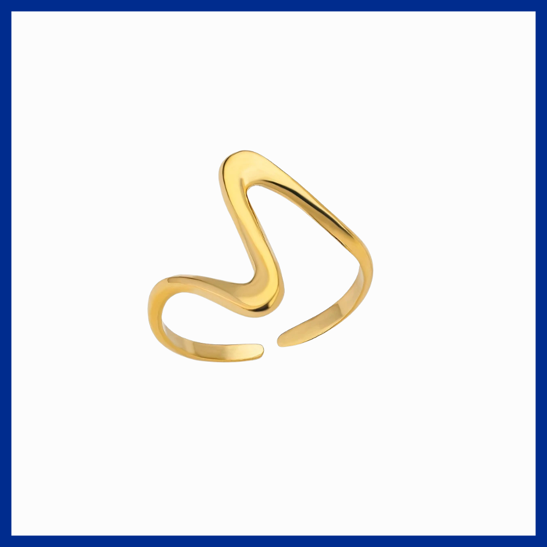 Gold open ring on a white background