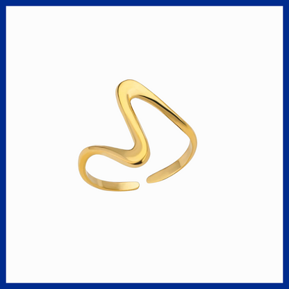 Gold open ring on a white background