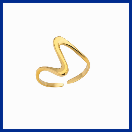 Gold open ring on a white background